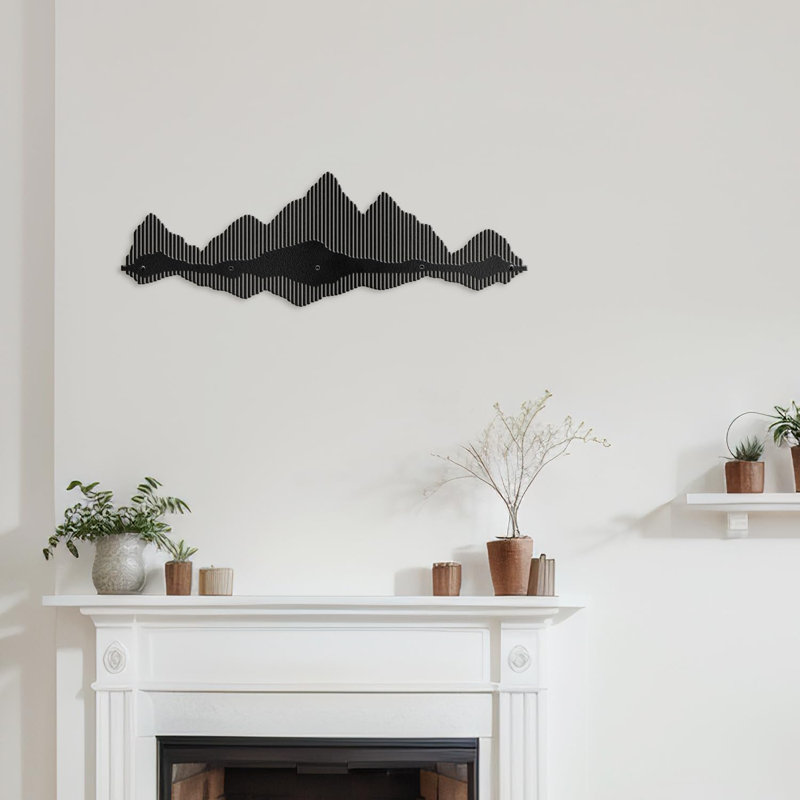 Décoration murale en métal, H 6 po x l 18 po x P 0,05 po, Noir