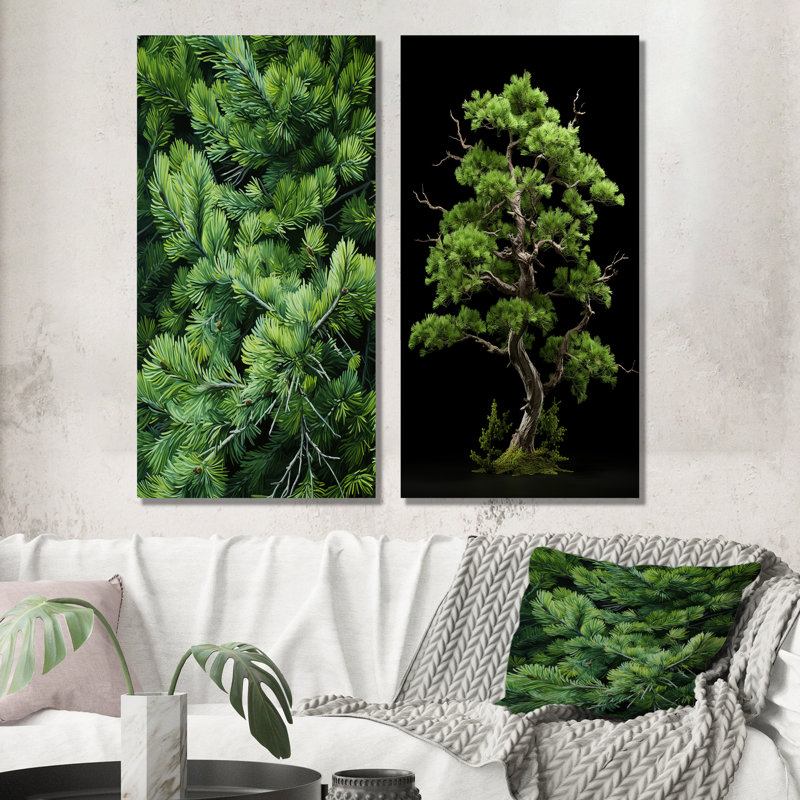 Pin pureté dans la forêt - ensemble d'art mural en toile de pin, Toile tendue, H 40 po x l 41 po