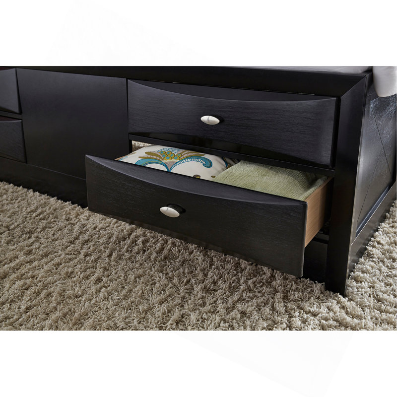 Charmante commode en bois avec un design gracieux pour un rangement élégant, Noir