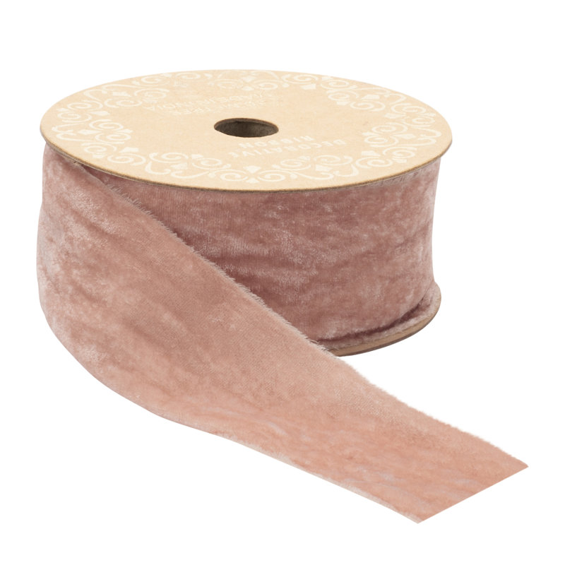 Ruban de velours à bord brut, Rose, H 2,5 po x l 360 po x P 2 po
