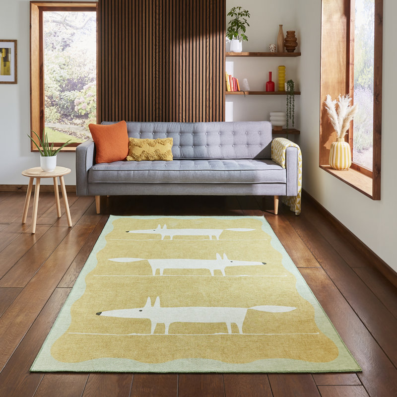 Scion Animal Print Digitally Printed 76cm X 150cm Area Rug, Yellow, Rectangle 76 x 150 cm