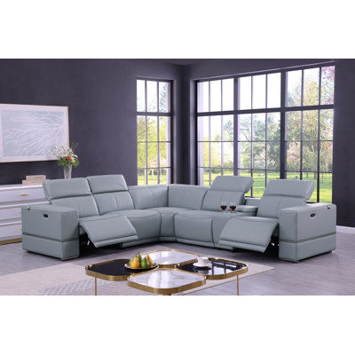 Leather Power Reclining Corner Sectional
