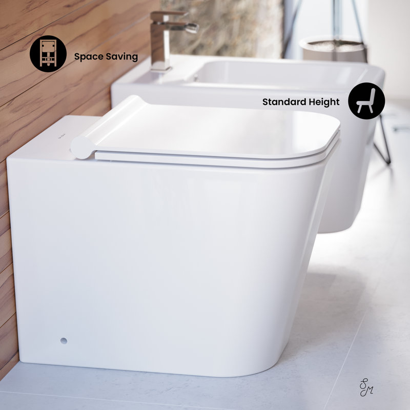 Concorde Square White Ceramic Back-to-Wall Toilet with Soft Close Seat
