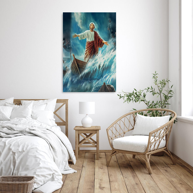 Jesus in Ocean - 1 pièce, impression rectangulaire, H 20 po x l 16 po x P 1,25 po