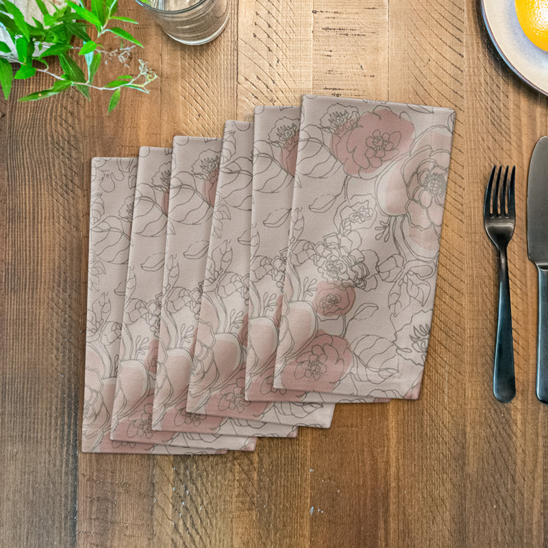 Floral 10" Rectangular Napkin, Tan