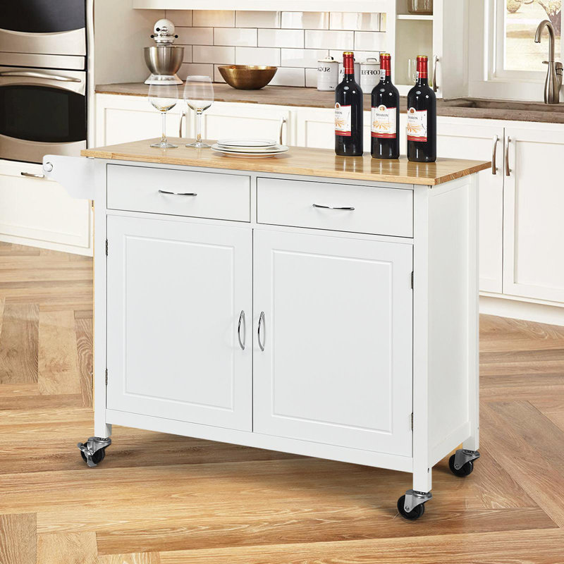 Chariot pour îlot de cuisine sur roulettes Cordilia, Blanc