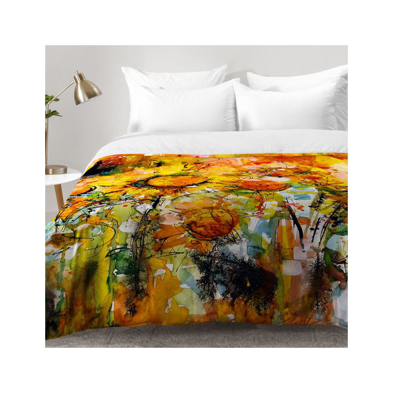 Ensemble d'édredon en microfibre orange et moderne Ginette Fine Art, Édredon double / grand + 2 taies décoratives sta