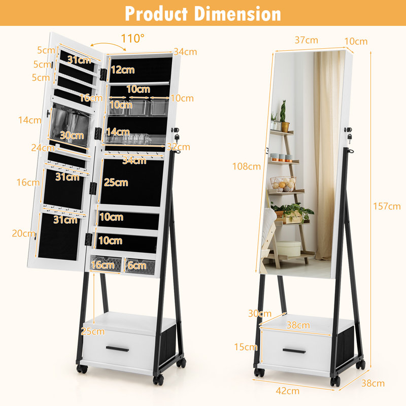 Weesner Jewelry Armoire, White