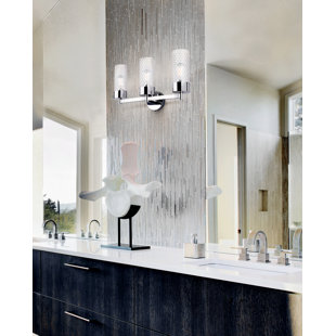 Abbondanzio 6.25 In. 3 Light Chrome Vanity With Clear Textured Glass Shade