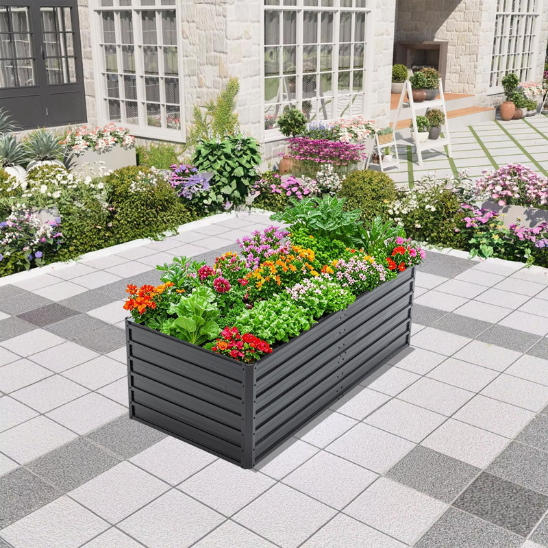 6X3x2 FT Metal Raised Garden Bed Outdoor Reinforced Galvanized Rustproof Colored Steel Planter Boxes For Vegetables, Raised Beds For Growing Flowers Herbs Succulents
