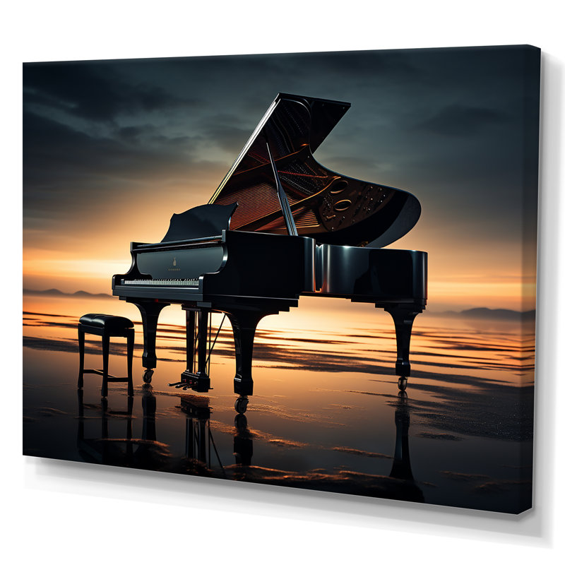 Piano Symphony In Silhouette I - Music Piano, art mural, Toile tendue, H 30 po x l 40 po x P 1,5 po