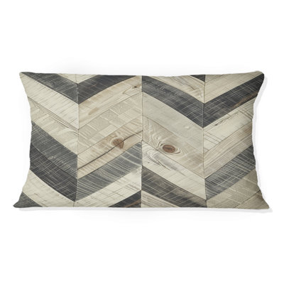 Grey Herringbone Print III - Traditional Lumbar Pillow