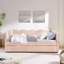 Grand lit de jour en vichy confortable avec deux tiroirs de rangement, port USB et adorable tissu en forme de vague-1079445665-1079445670