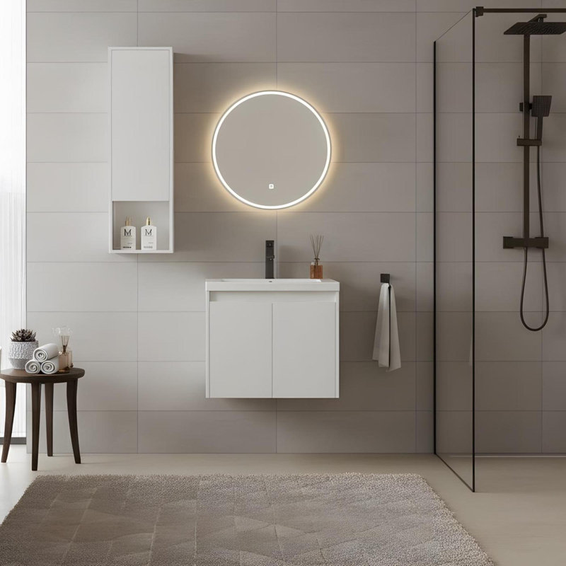 24" Wall Mount Multi-Functional Storage Bathroom Vanity with 1-Wall Cabinet