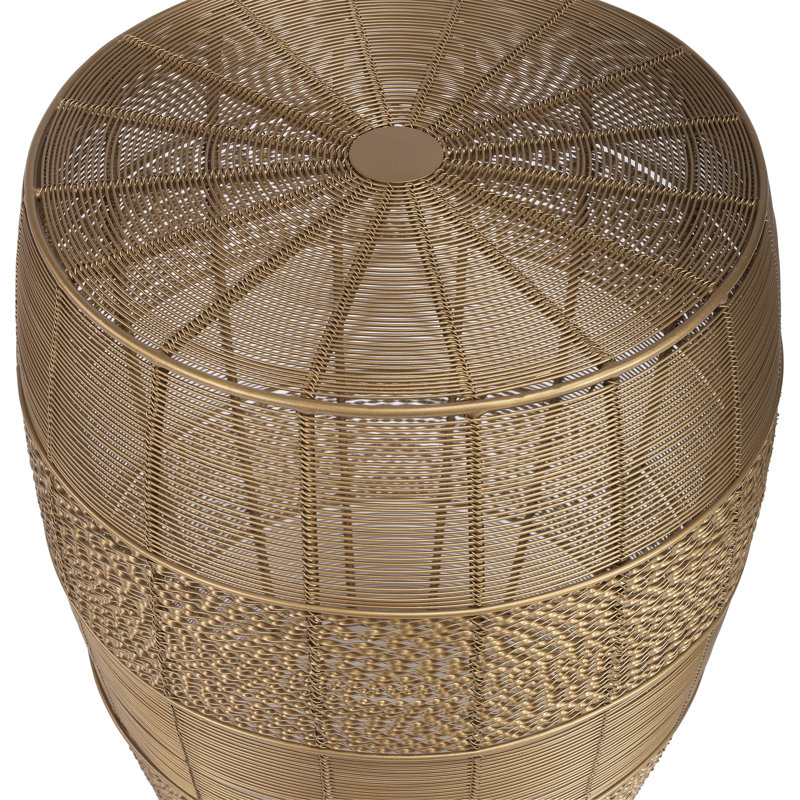 Hegwood Metalworks Drum End Table, Polished Gold