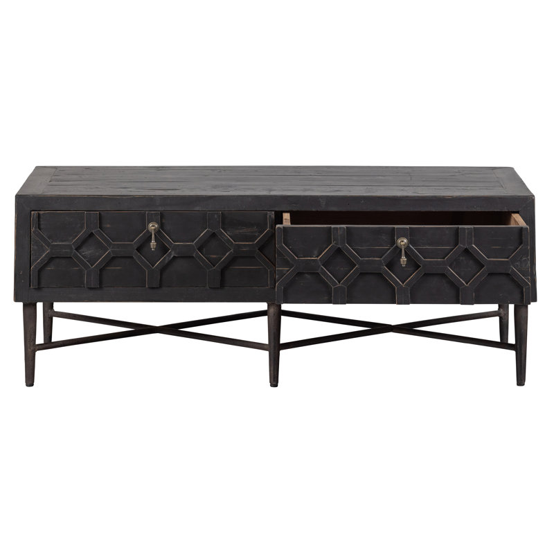 Bequest Pinewood Cross Legs Coffee Table with Storage