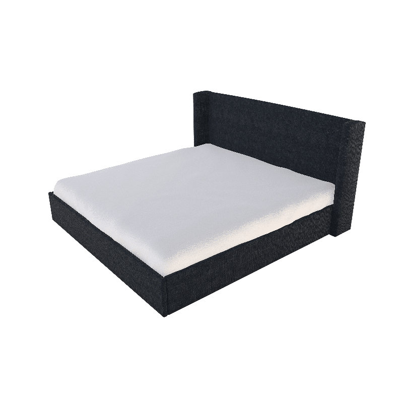 Chloe Solid Wood Wingback Bed, Twin, Cover Story Midnight