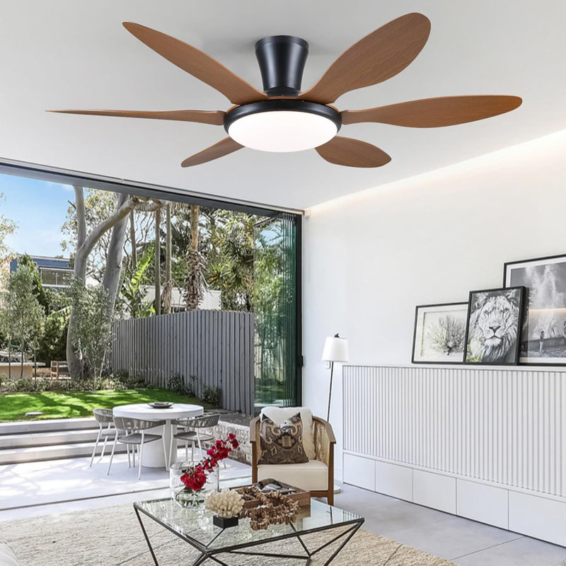 Ventilateur de plafond 51 "avec lumière, Noir, Couleur simple, Noir