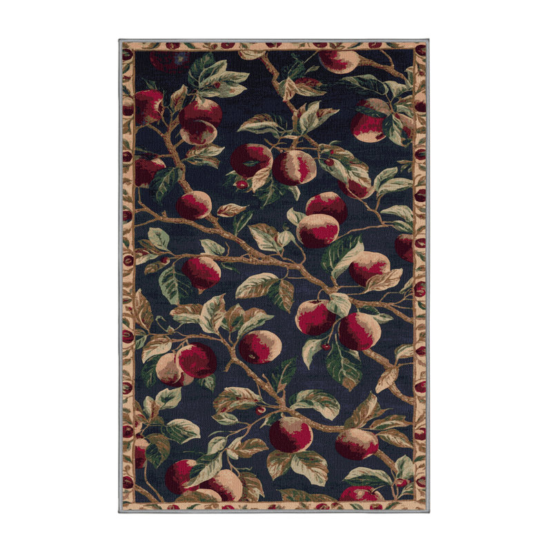 Washable Wild Plum Fruits Area Rug, Runner 2' x 4'