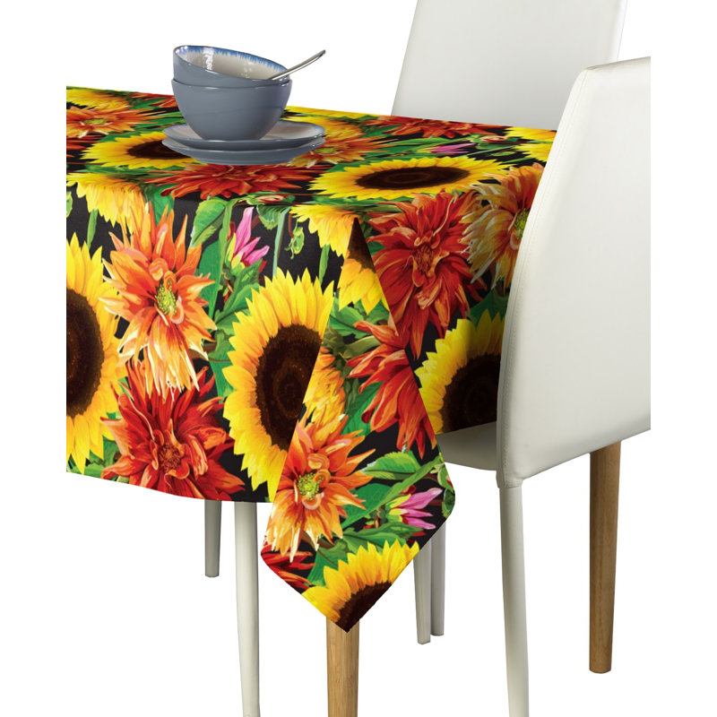 Boyuan Sunflower Garden Milliken Signature Tablecloth, 104" L x 60" W