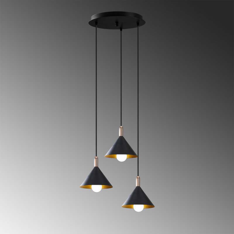 Luminaire suspendu conique à 3 lumières Excalibur