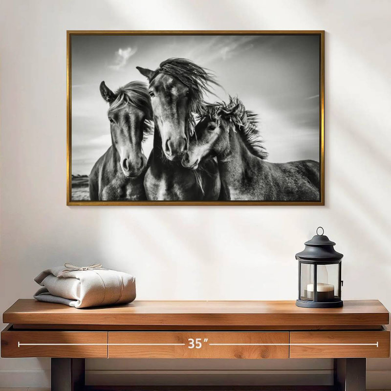Chevaux Lemvig, Cadre flottant doré, 25 po x 17 po