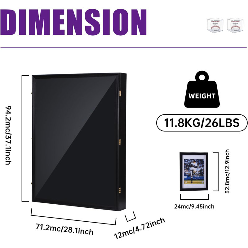 XL Jersey Display Case 28x37", Deep Shadow Box for Football & Baseball Jerseys, UV Protection, Acrylic