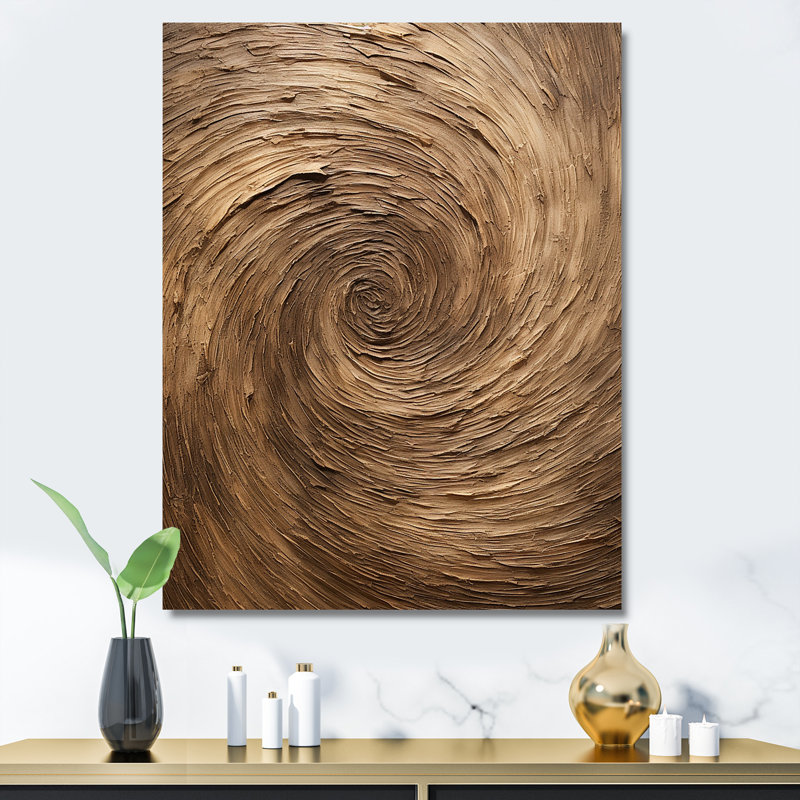 «Brown Calm Current Spiral - Abstract Spirals», art mural, salon_106074, Toile tendue, H 32 po x l 16 po x P 1 po