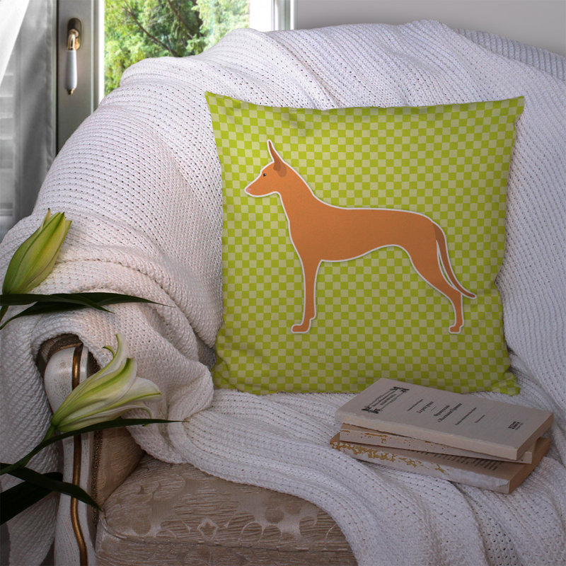 Coussin décoratif intérieur/extérieur carré pharaon hound, H 14 po x l 14 po x P 3 po, Vert