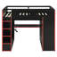 Lit mezzanine double avec bureau, lumières RVB, garde-robe et rangement, rouge-1226257153