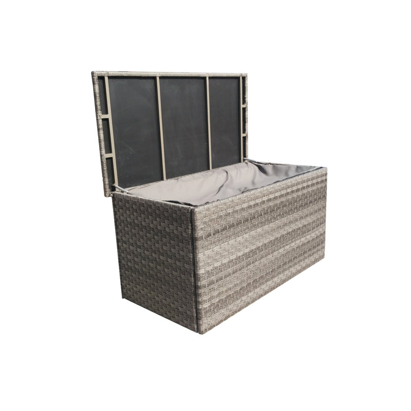 WFX Utility W Water Resistant Wicker Deck Box in Grey, 94cm H x 170cm W x 85cm D