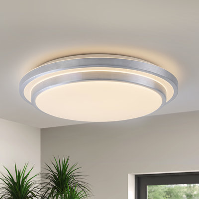 Wrought Studio™ Brushed Aluminum Finish Selectable 3000k/4000k/5000k Dimmable Led Flush Mount Ceiling Light With Acrylic Shade