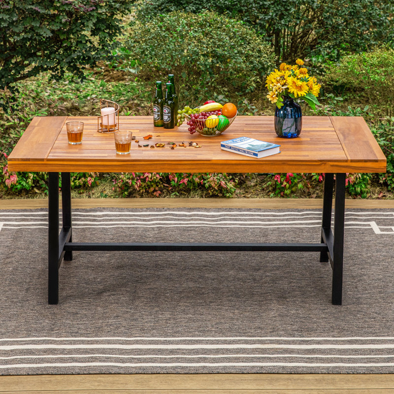 Jemira 6 - Person Acacia Wood Patio Dining Set with Rectangular Table
