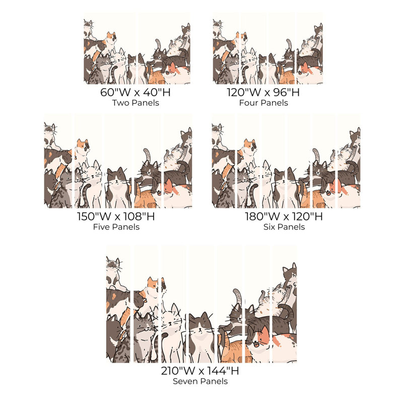 Premium Peel & Stick Wall Mural - Cat Gathering, 108" L x 150" W
