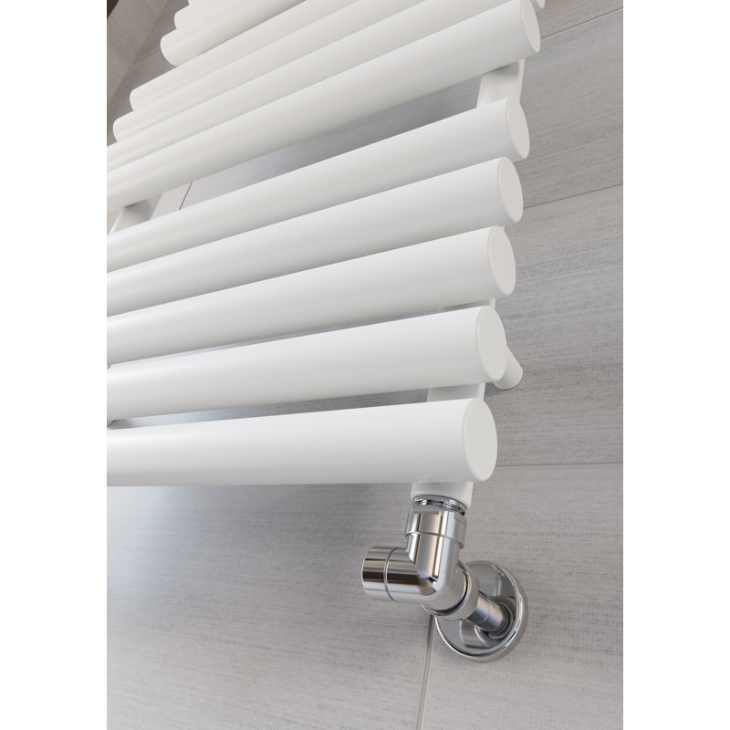 Rolo Towel Heated Towel Rail, White, 755cm H x 520cm W x 123cm D