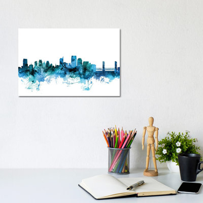 Sacramento, California Skyline by Michael Tompsett - 1 Piece Wrapped Canvas Wall Art