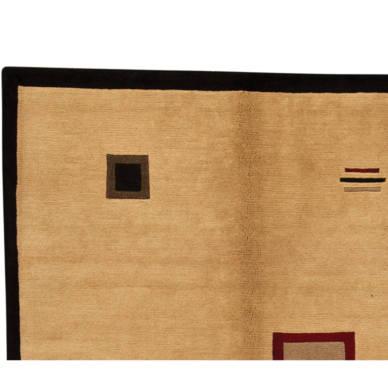 Tapis naturel et noir noué à la main de haute qualité