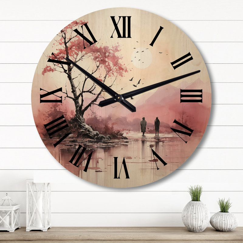 Horloge murale contemporaine sur bois avec art contemporain, Grand