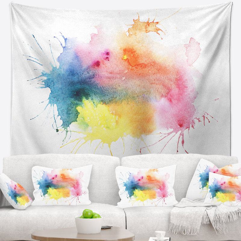 Abstrait blots aquarelle art tapisserie, H 32 po x l 39 po
