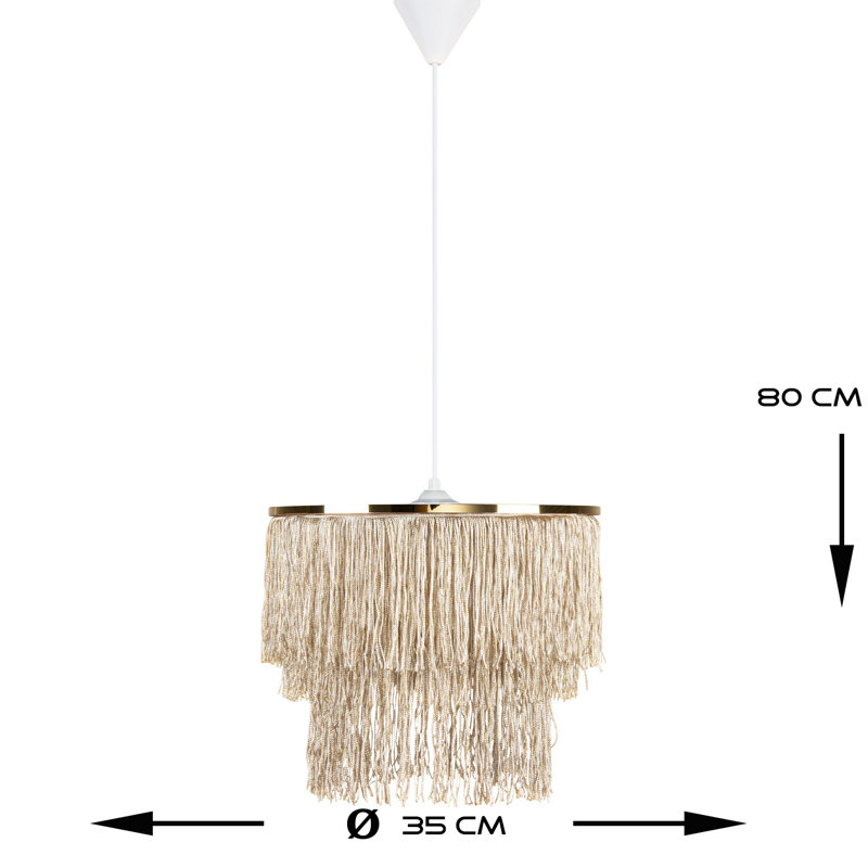 Luminaire suspendu à 1 lumière Bence, H 11,81 po x l 13,78 po x P 13,78 po, Beige, Blanc