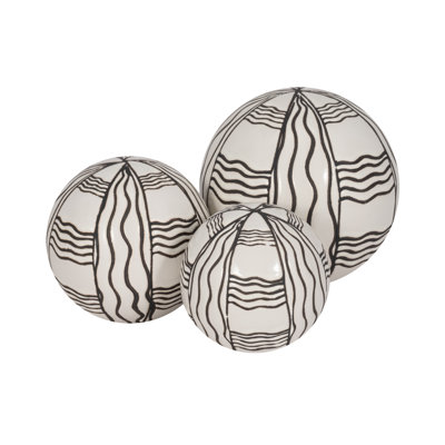 Ewout Decorative Stoneware Ceramic Orbs with Traditional Artistic Design for Classic Accents and Elegant Styling Set of 3