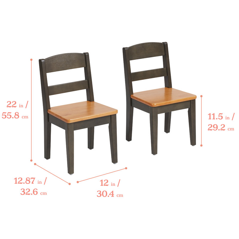 ECR4Kids Wooden Hideaway Chair, Childrens Furniture, Honey/Grey Wash, 2-Pack, Honey/Grey Wash