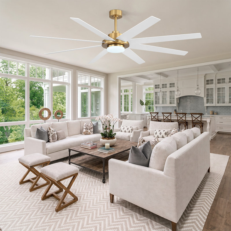 Ventilateur de plafond 72 pales 72 pouces pour l'intérieur en bois massif à double face avec lumière DEL et télécommande, 72"