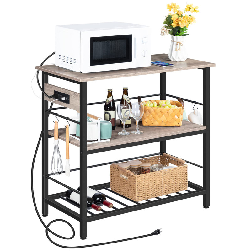 Tamathy Kitchen Island, Black/Greige