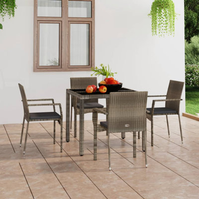 Chair Patio Dining Chair with Cushions for Deck Garden Poly Rattan