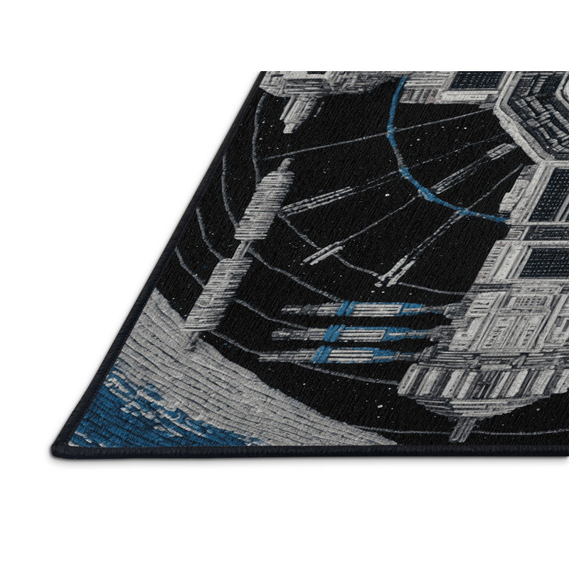 Tapis noir lavable à la machine, Rectangle 5 pi x 7 pi