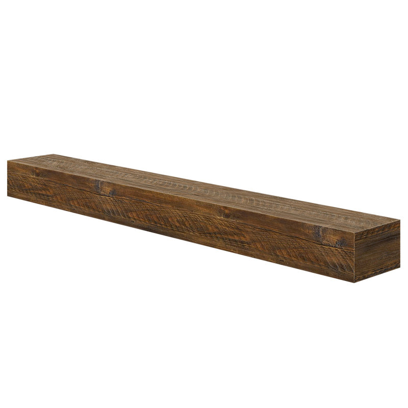 Camden Rustic Fireplace Shelf Mantel, 60", Dark Brown Wood