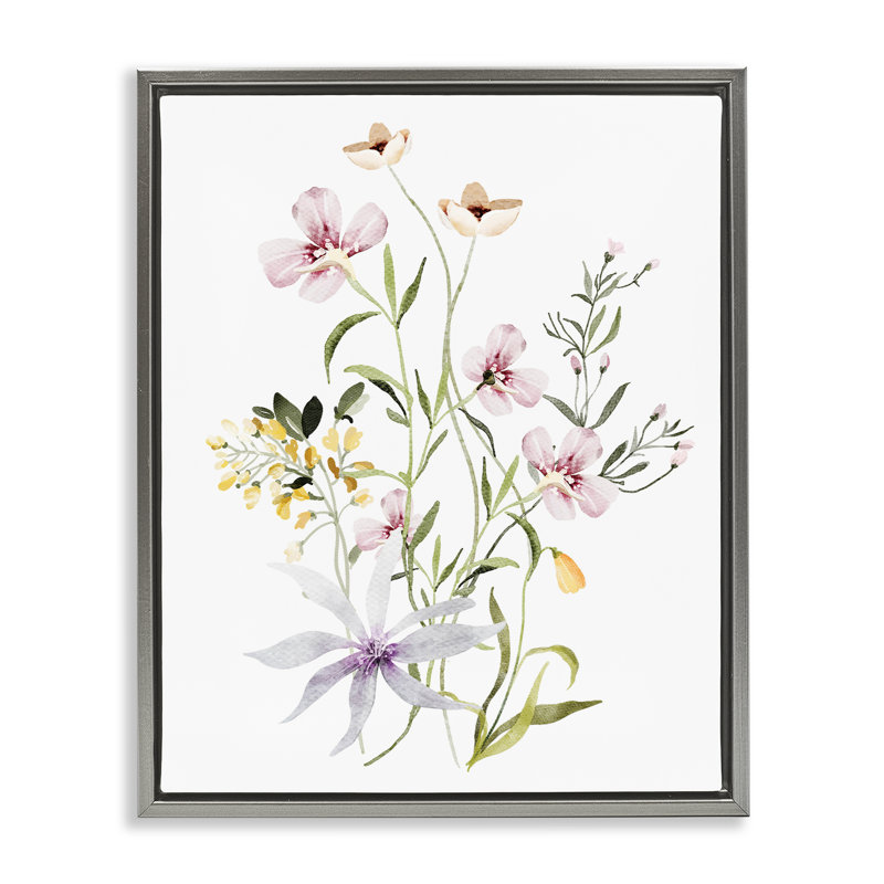 Cadre flottant à motif floral, H 21 po x l 17 po, Cadre flottant gris lustré