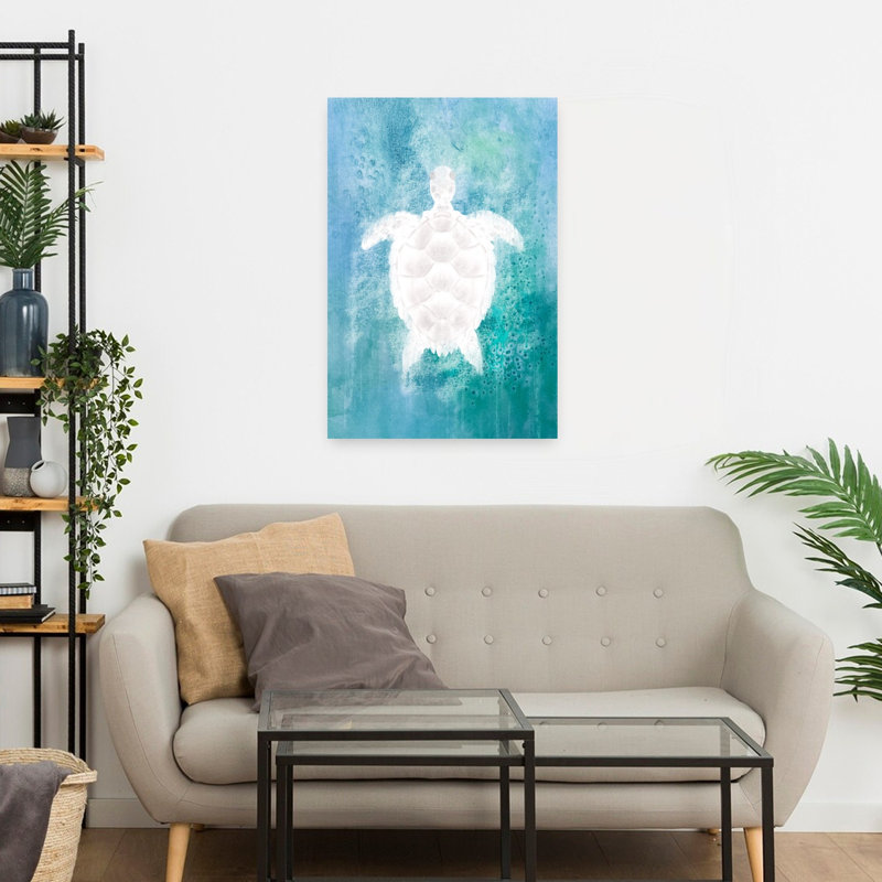 Tortue de mer sereine, art abstrait abstrait, H 24 po x l 16 po