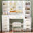53.2" W Makeup Vanity Set with Glass Table & Lighting Mirror, 11 Drawers and Power Outlet, Stool